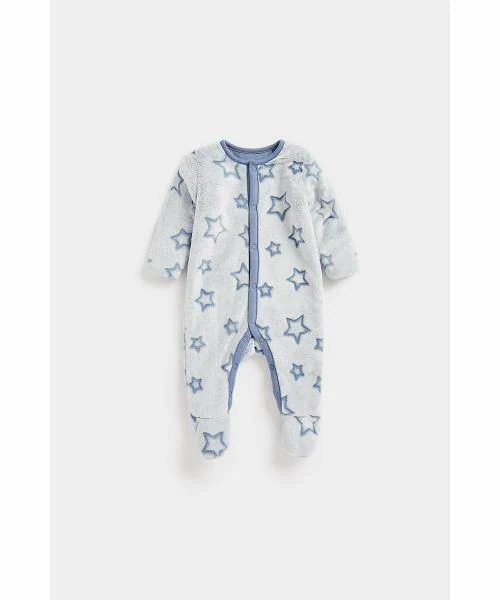 Mothercare Boys Full Sleeves Sleepsuit Star Print-Blue