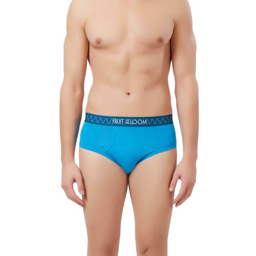 FRUIT OF THE LOOM Men's Dark Blue Solid Cotton Blend Briefs