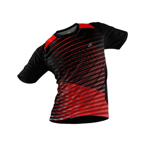 JJ TEES Polyester Half-Sleeve Jersey with Round Collar and Digital Print All Over for Men (Color: Red and Navy Blue)