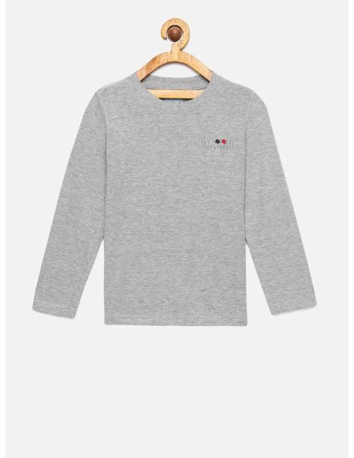 DONGLI Full Sleeve Melange top Boys Casual Pack of 1 Tshirts