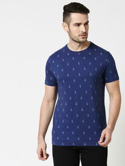 Bewakoof Men Men's Plain Shorts AOP T-Shirt Printed Short Round T-Shirt