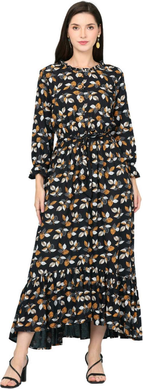 HSM HIGH Impero Embroidered Cotton Blend Stitched Anarkali Gown (Black)