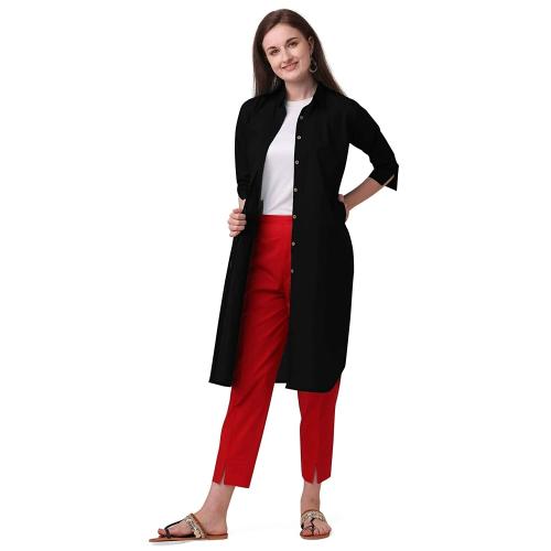 RGHT Women Black Cotton Cambric Straight Cut Kurti