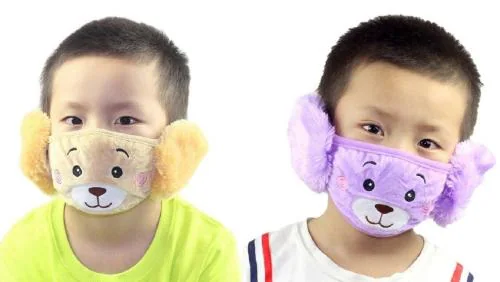 Prionsa 2 Pcs Boys Kids Warm Winter Earmuff Face Mask - ( Brown , Violet )