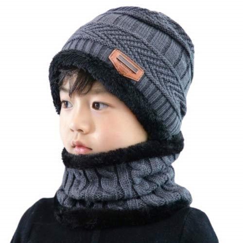 Eastern Club Woolen Winter Cap with Neck Scarf for Boys and Girls/Kids Winter Cap (Age 8-14 Years) (Grey)
