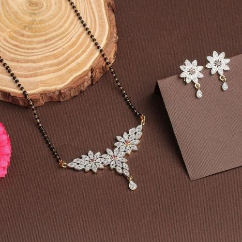 ULIXA CREATION Gold Toned American Diamond Mangalsutra Set For Women & Girl Alloy Tanmaniya
