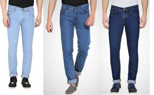 Gradely Men Stylish Fashion Regular Fit Wear Jeans Combo Pack of 3 - Ice Blue, Blue & Carbon Blue
