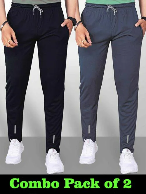 Shopyholik Multicolor Solid Lycra Blend Men Track Pant Combo pack of 2