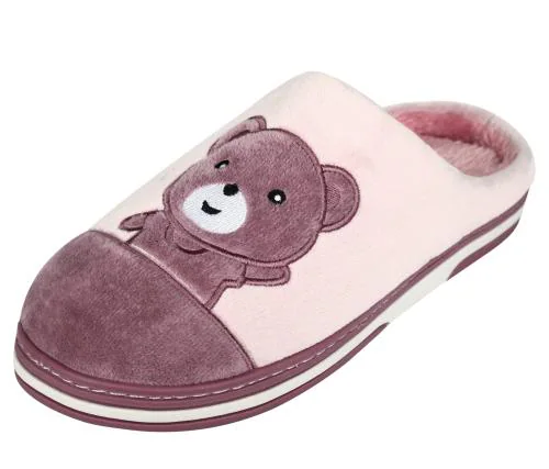 Dekkin Women's Faux Fur Slip On Home / Indoor Fancy Fluffy Teddy Print Winter Slipper for Girls and Ladies - Purple - 5 UK To 6 UK