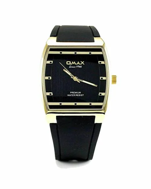 OMAX Analog Black Watch Gold Dial With Black Strap for Men - D006G22I