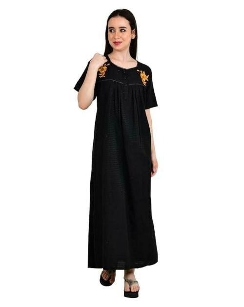 Monal Ladies Nightgown and Nighty Cotton Black Nighty for Women XL