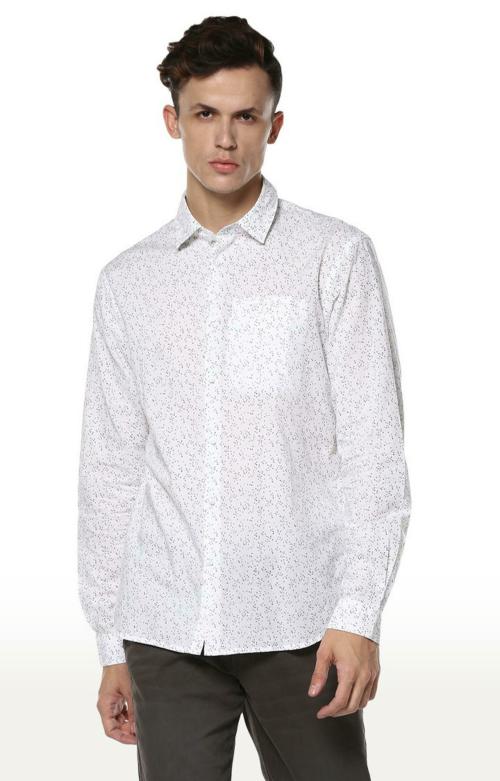 Celio White Printed Regular Fit Casual Shirt