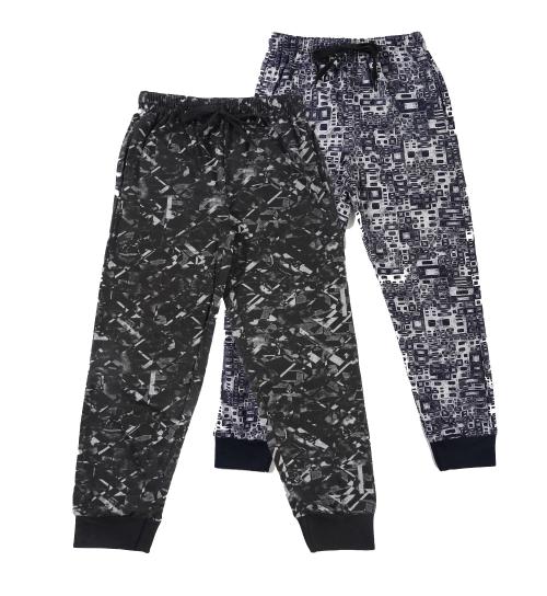 Sayama Pack Of 2 100% Cotton Gripper Stylish Kids Lower and Regular Fit Track Pants for Boys | Unisex Soft and Printed Casual Lounge Pants - Black2_Navy2, 6 Years - 7 Years