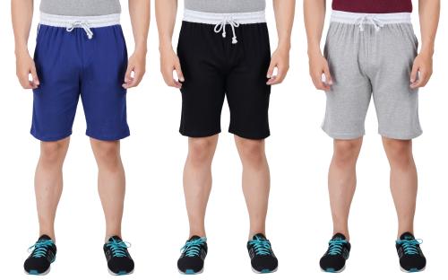 PRIDE APPAREL- Men's Cotton Regular Shorts-Black,Blue,Grey