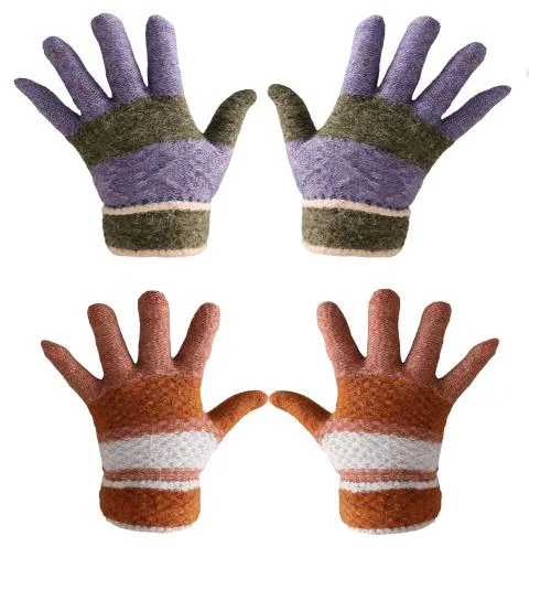Akido Women Woolen Gloves Full Finger Acrylic Wool Knitted WinterGloves for Girls Casual Warm Hand Gloves Pack of 2