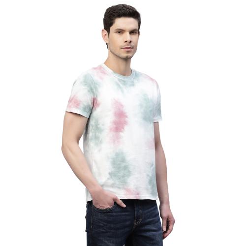 Nimble Men Tie & Dye Round Neck T-Shirt (Multicolor Patches)