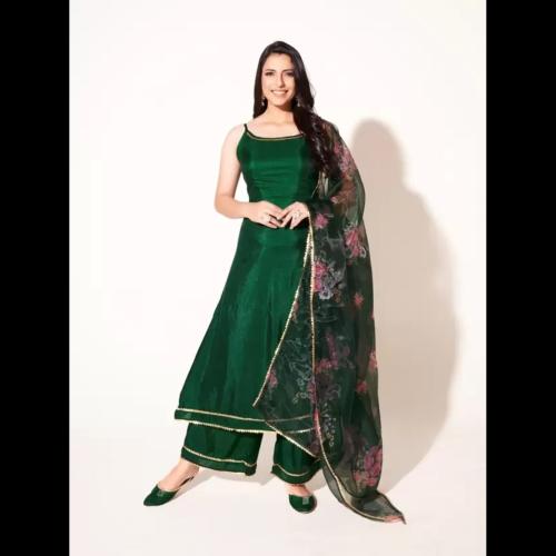 JANRAAG Women Silk Blend Kurta Palazzo Dupatta Set