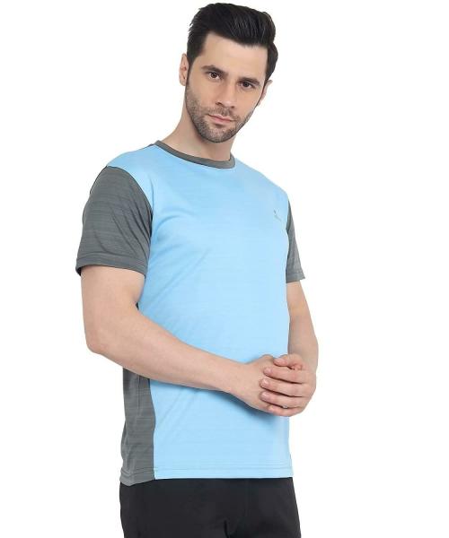 Efito Men Sky Blue Polyester T-shirt