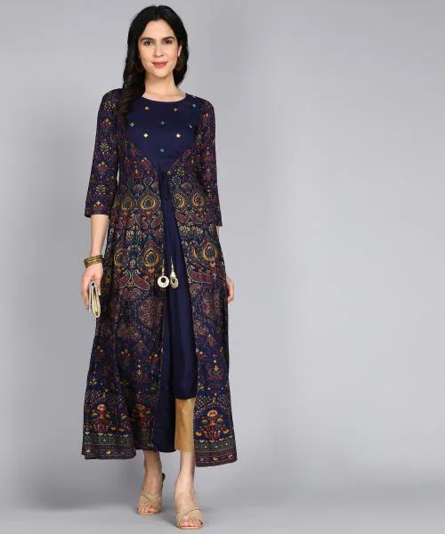 ftDiva Embroidered Frontslit Anarkali Kurta