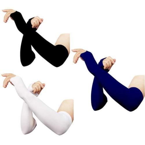 TruFlair Thumbhole Arm Sleeves - Black,White and Navyblue (Pack of 3) Combo