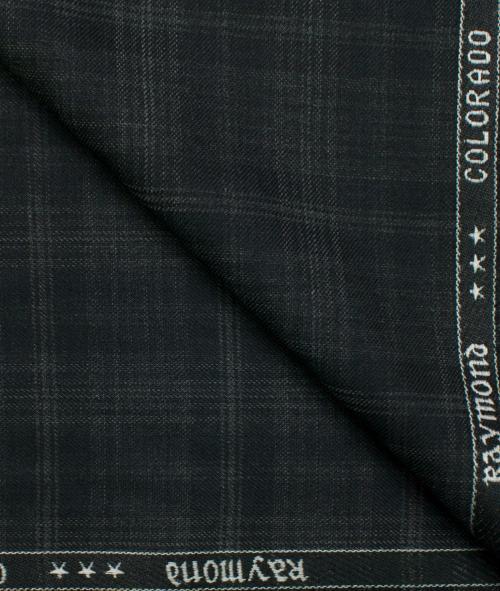 Raymond Men Black Checks Polyester Viscose Blend 1.25 Meter Trouser Fabric