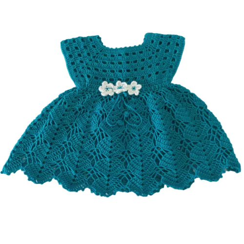 DORCHIS Baby Girl Dress for 2-3 Year - Woolen Frock, Handmade with Crochet