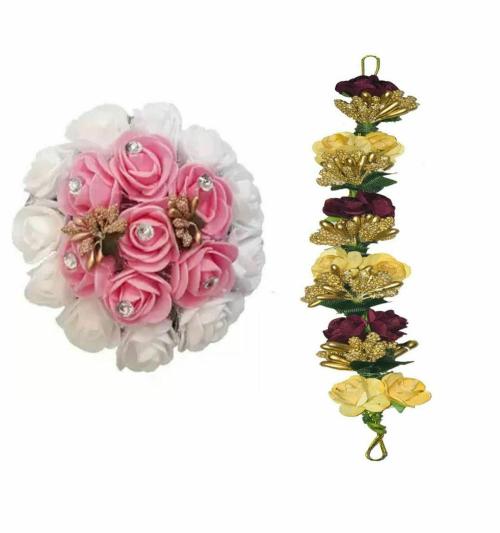 Buy GADINFASHION Multicolor Womens Full Artificial Flower Gajra Hair