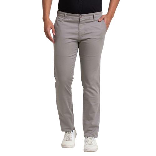 Buy Parx Men Grey Solid Cotton Blend Flat-Front Pants Online at Best ...