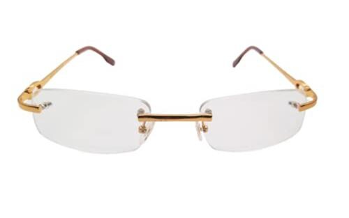 Rsinc Golden and Brown Plated Frame Rimless fission Design Eyeglass