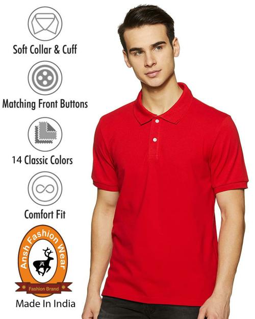 Ansh Fashion Wear Mens Polo Single Tshirt T-Shirt for Men | Mens T-Shirt | Trendy T-Shirts for Men