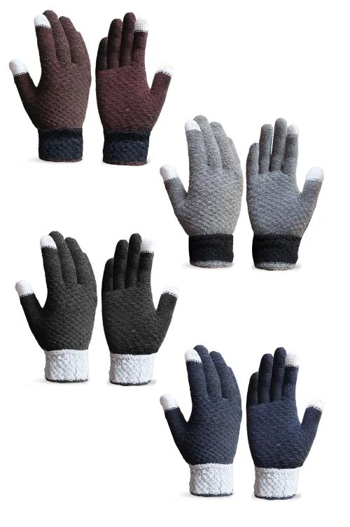 Neeba Touch Screen Winter thermal woolen gloves for Men Pack of 4