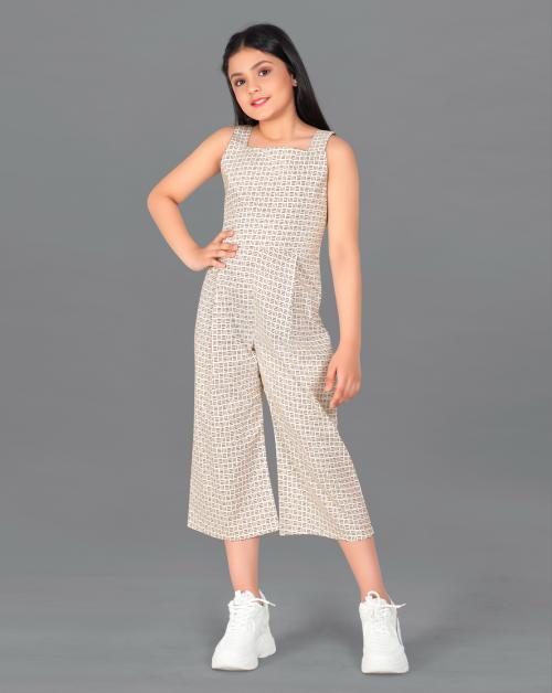 Fashion Dream Girls White Printed Cotton Jumpsuit | Girls Jumpsuit | Kids Wear | Jumpsuit For Girls | Jumpsuit Girls | Kids Jumpsuit