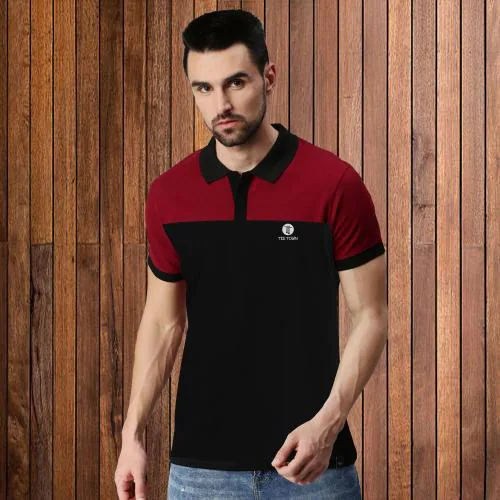 Tee Town Cotton Polo Neck Tshirt for mens Black| T shirt for men | Tshirt | Tshirt Men |