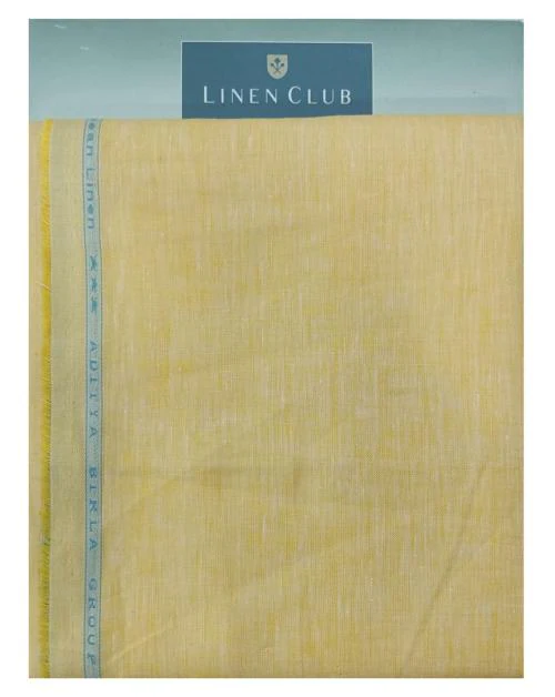 Linen Club Men Gold Solid Linen Shirt Fabric