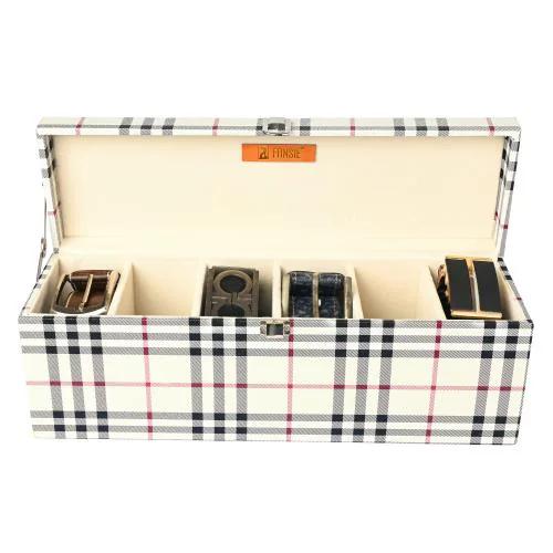 FONSIE Belt Organizer Rack Box for Wardrobe, Closet Storage organizing Faux Leather 6 Slot.