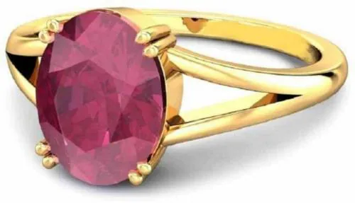 Chopra Gems & Jewellery Gold Plated Brass Natural Ruby Ring (Unisex) - Adjustable