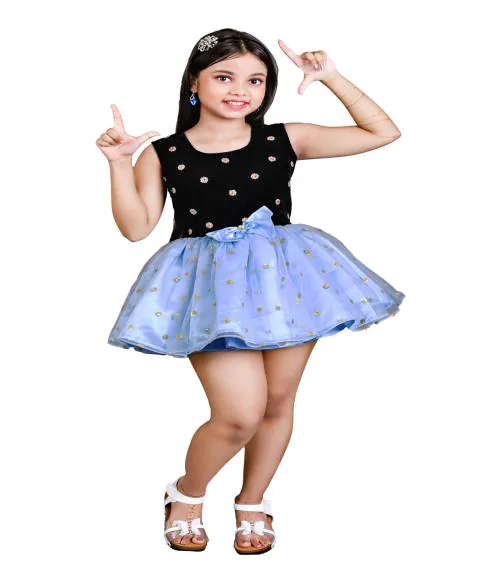 HASHMI CLOTHING STORE KIDS FROCK /DRESS FOR BABY GIRLS SKY BLUE (5-6 YEARS )