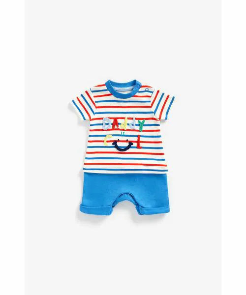Buy Mothercare Boys Romper Striped-Blue Online at Best Prices in India ...