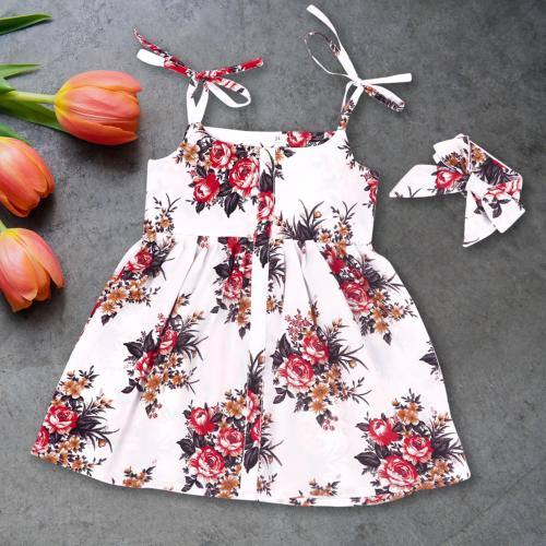 KACHHOT Baby Girls White Cotton Blend Midi Knee Length Party Dress (2-3 Years)