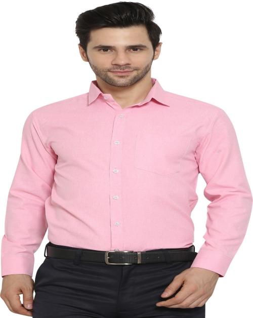 Indische Men Solid Formal Pink Shirt
