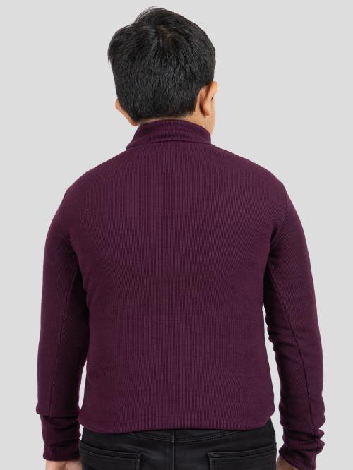YHA Boys Turtle Neck Full Sleeve Sweaters Dark purple