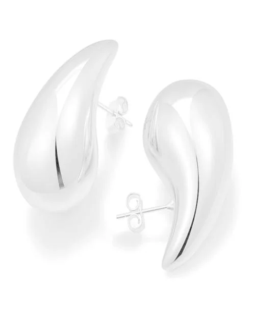 VIEN Chunky Silver Hoop Earrings Tear Drop Statement Trendy Big Thick Lightweight Waterdrop with Hypoallergenic Fashion Jewelry for Women Girls