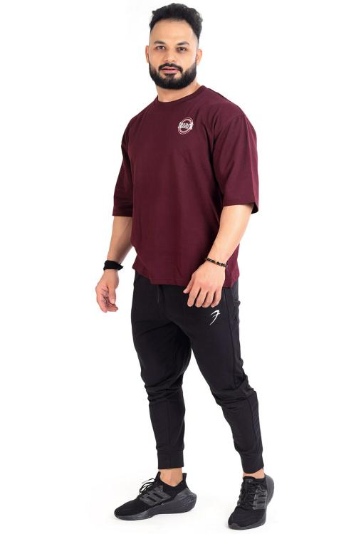 Fuaark Zodiac Oversized Sports and Gym Tshirt Maroon
