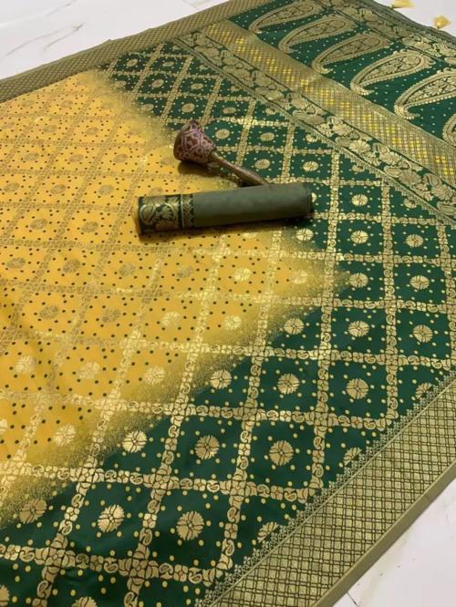 Woven Kanjivaram Pure Silk Saree  (light yellow)