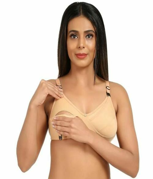 GC GLORIOUS CHOICE Women's Non Padded Maternity/Breast Feeding Bra (Pack of 3) (34B, Sandalwood)