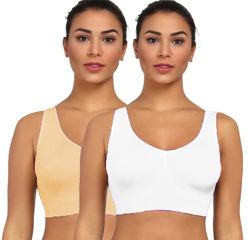 FIMS - Fashion is my style Women Multicolor Solid Cotton Blend Pack of 2 Sports Bra