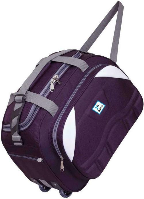 Zeden Purple Nylon Duffel Bag With Wheels 55 L