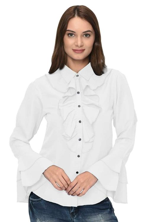 Thisbe Women White Polyester Formal Shirt (L) JioMart