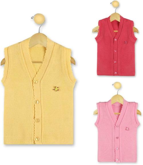 Knitco Baby Boys and Baby GirlsYellow, Rose, Pink Solid Acrylic Sweater Multicolor 4-5 Y