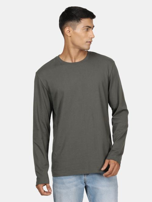 Jockey AM95 Men's Olive Solid Cotton Blend Full-length Round Neck T-shirt